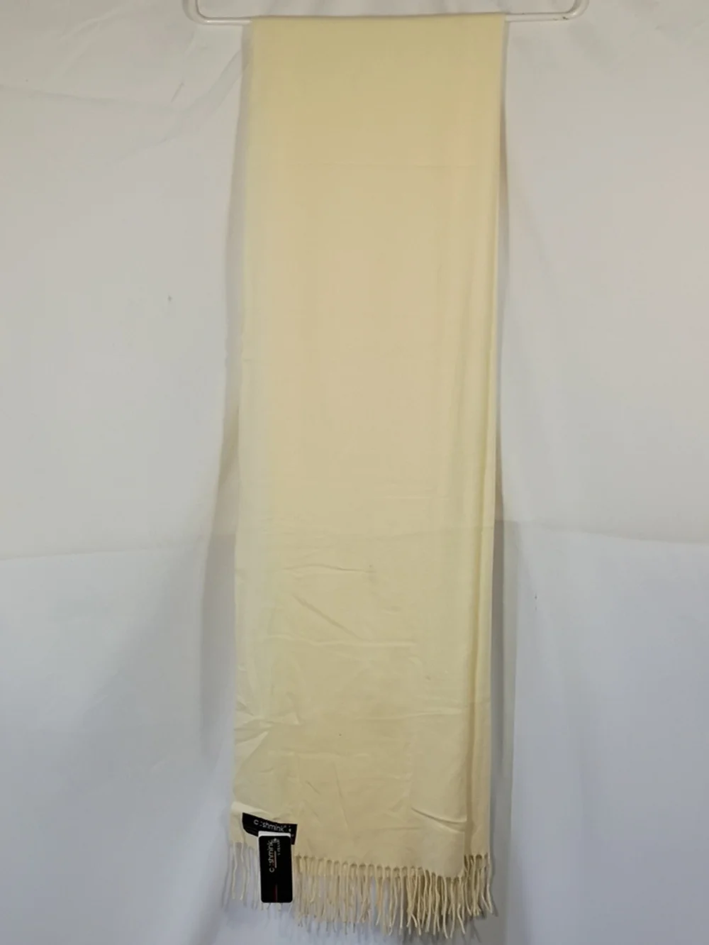 NWT Cashmink By V. Fraas Ivory Fringe Womens Scarf 100% Acrylic Winter
